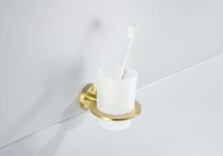 Стакан с держателем Aquatek Оберон AQ4204BG шлифованное золото